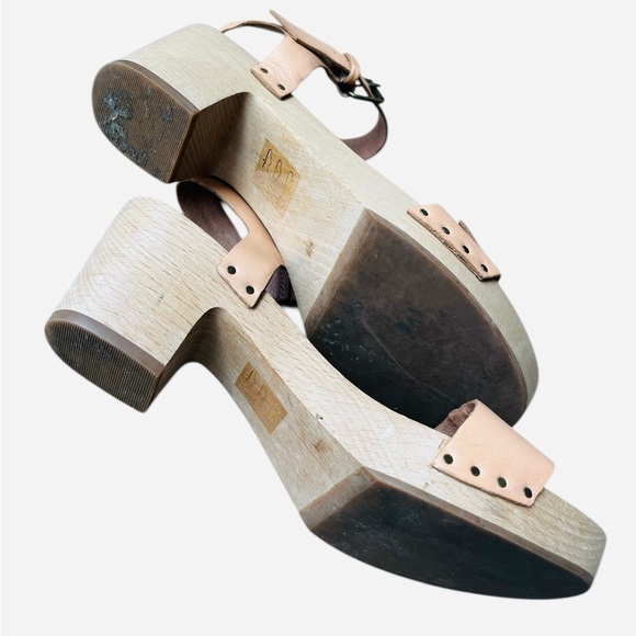 MADEWELL Leather Platform Clog Heels Size 7 Boho Neutral Scandigirl Sandals - Picture 6 of 6